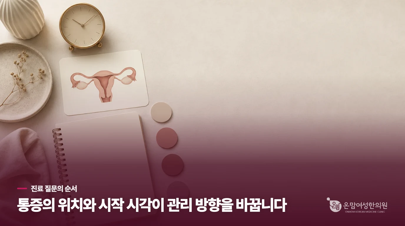 진료에서는 통증이 시작된 순간부터 묻습니다
